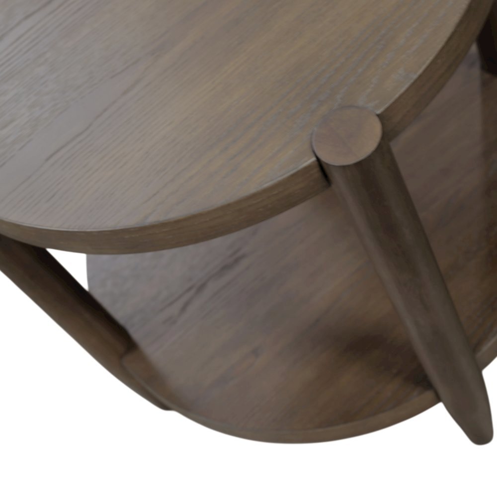 Round Walnut End Table with Modern Contemporary Design and Single Piece Build