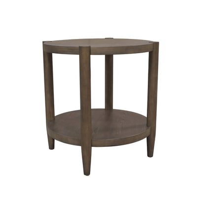 Round Walnut End Table with Modern Contemporary Design and Single Piece Build