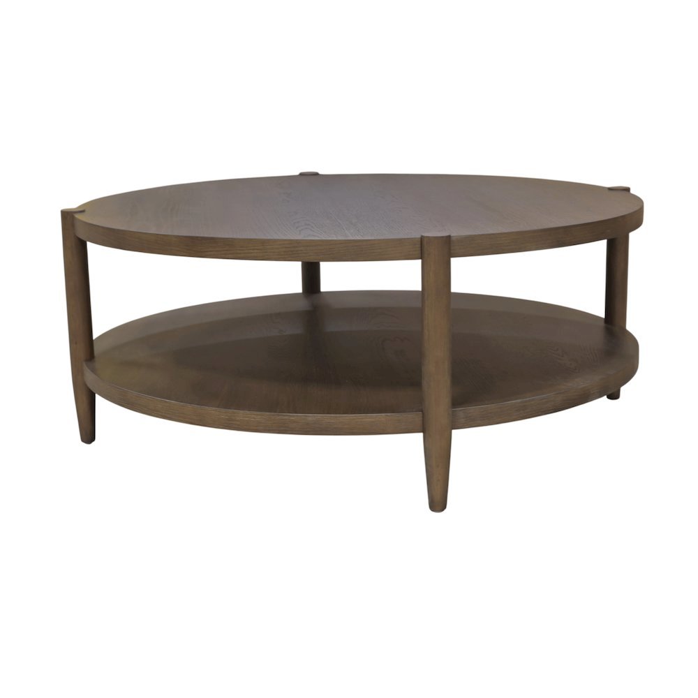 Walnut Round Coffee Table with Modern Contemporary Design and Solid Build