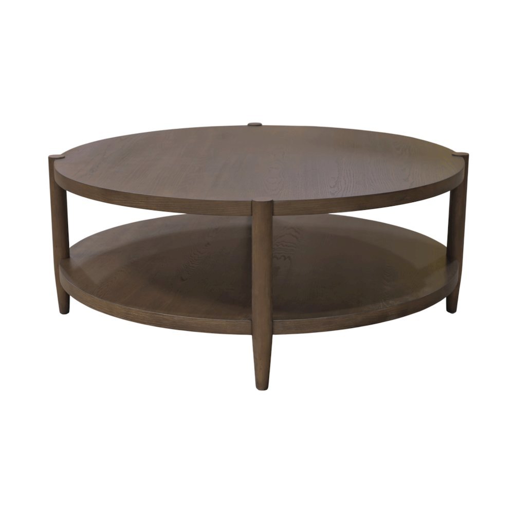 Walnut Round Coffee Table with Modern Contemporary Design and Solid Build