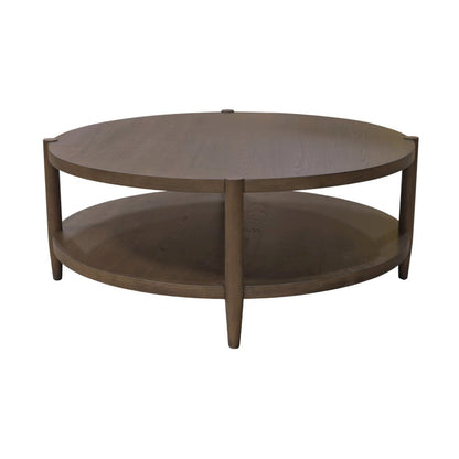 Walnut Round Coffee Table with Modern Contemporary Design and Solid Build