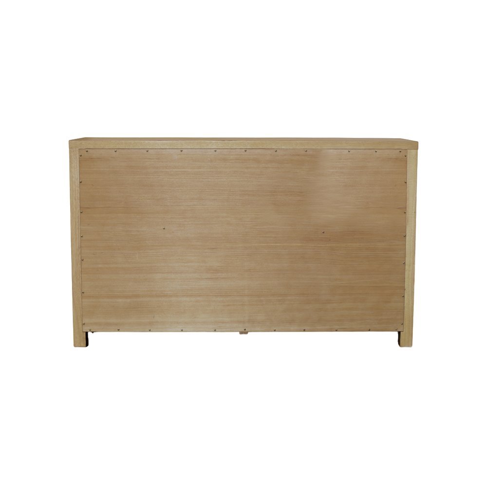 Glass and Wood Sideboard with Left and Right Cabinet Storage Farmhouse Design