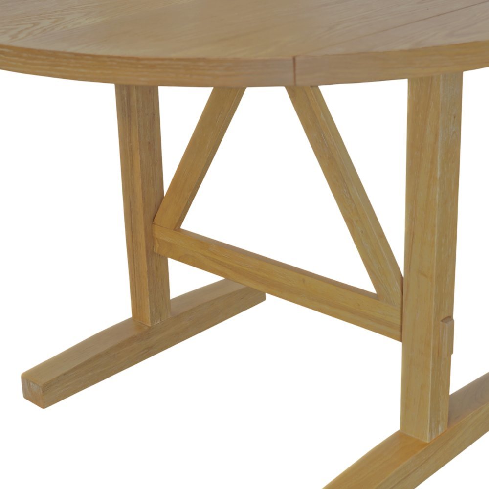 Round Dining Table Modern Farmhouse Style Single Piece Durable Design