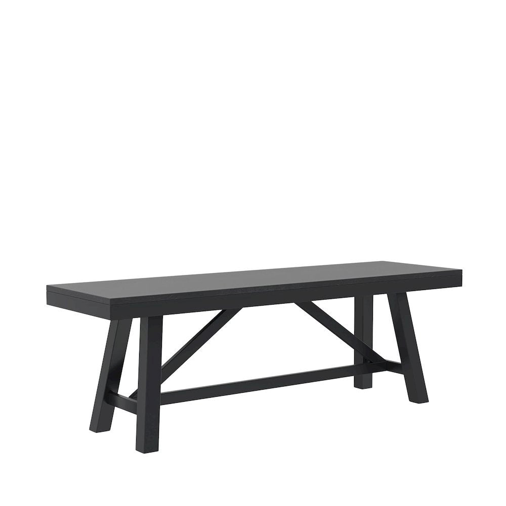 Black Modern Farmhouse Dining Bench with Sturdy Frame and Comfortable Seating