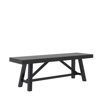Black Modern Farmhouse Dining Bench with Sturdy Frame and Comfortable Seating