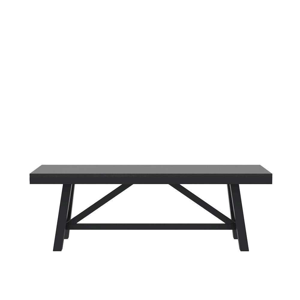 Black Modern Farmhouse Dining Bench with Sturdy Frame and Comfortable Seating
