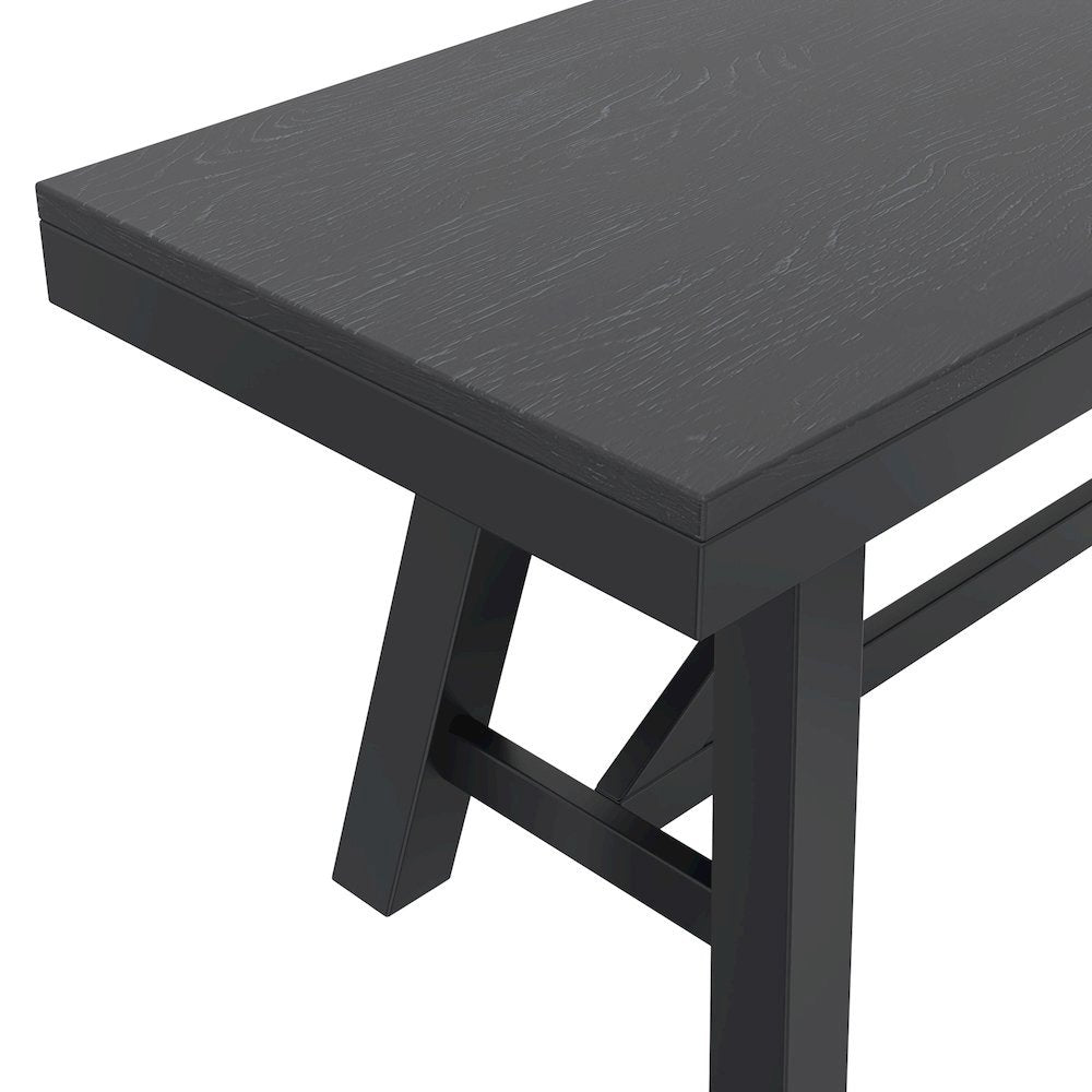Black Modern Farmhouse Dining Bench with Sturdy Frame and Comfortable Seating