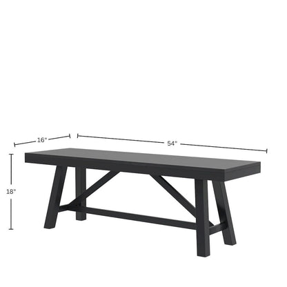Black Modern Farmhouse Dining Bench with Sturdy Frame and Comfortable Seating