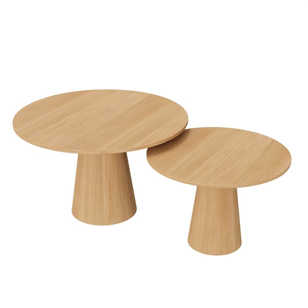 Warm Wood Modern Coffee Table with Floor Clearance and Single-Piece Design