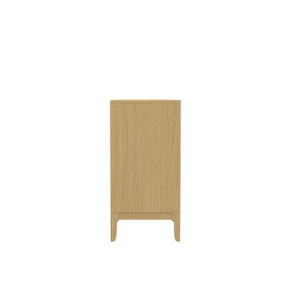 Light Oak Dining Server with Drawers and Modern Shelving Storage Unit