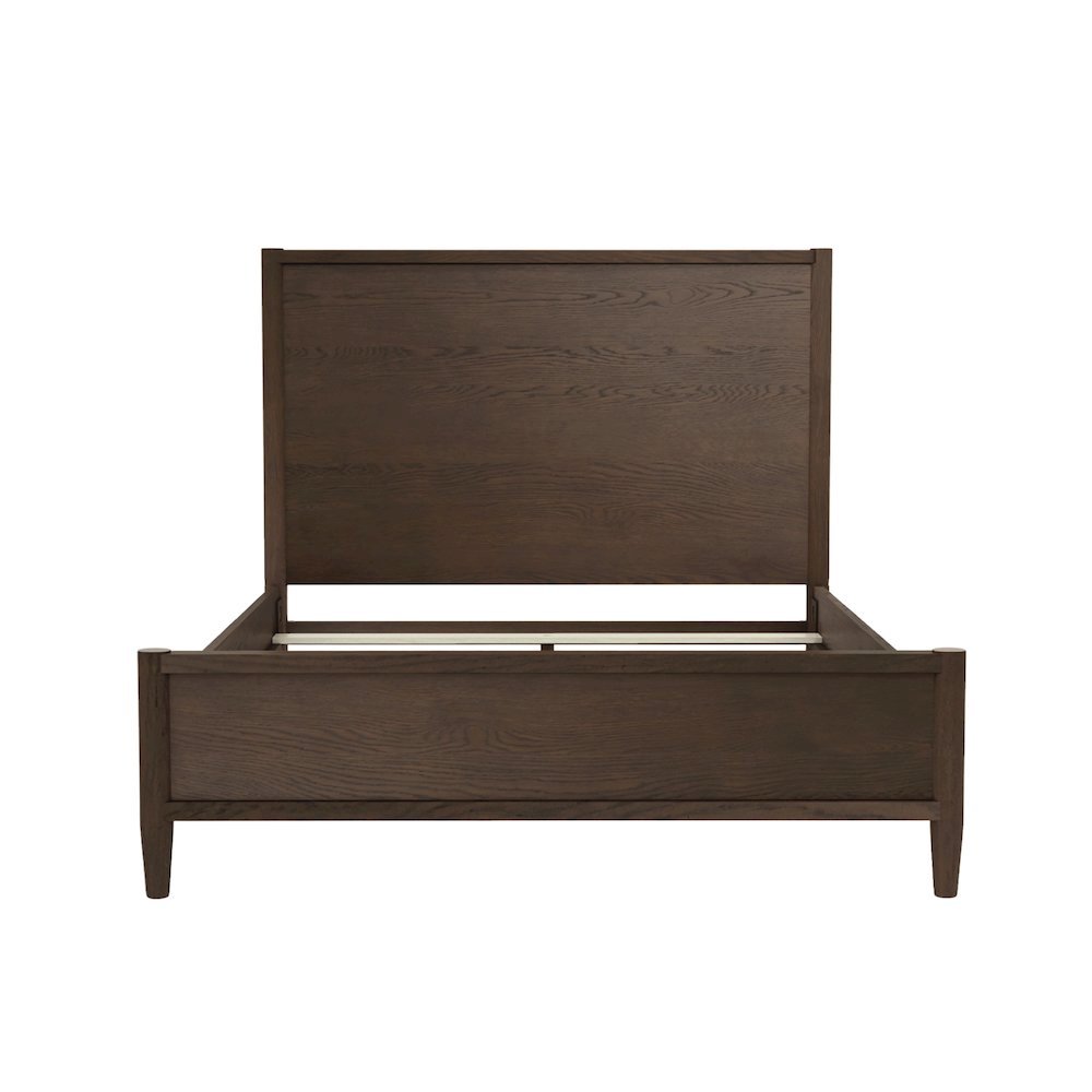 Walnut Full Panel Bed Modern Contemporary Design Single Piece Frame