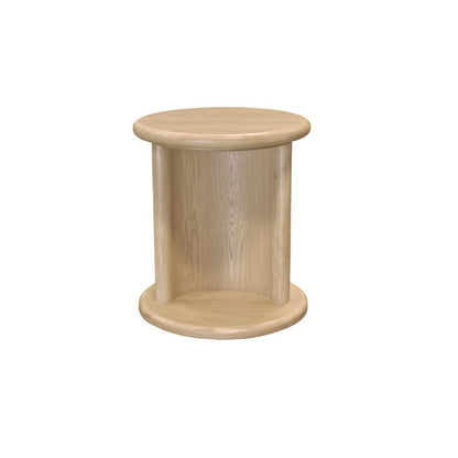 Light Oak End Table with Bottom Shelf Modern Design Single Piece