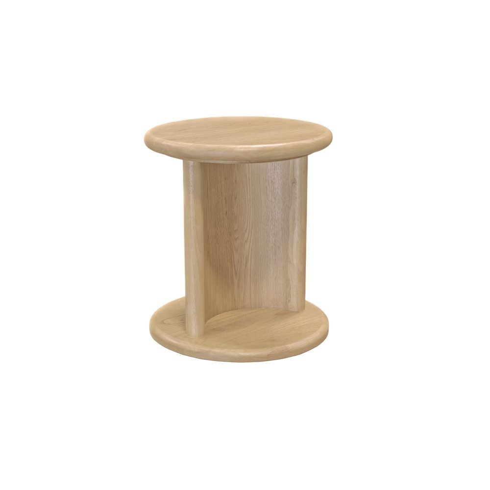 Light Oak End Table with Bottom Shelf Modern Design Single Piece
