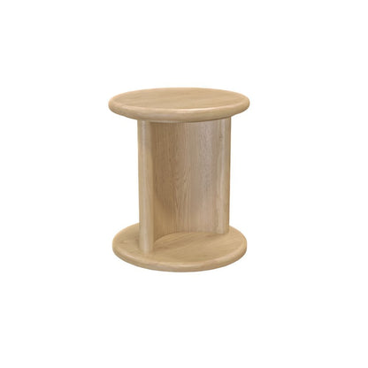 Light Oak End Table with Bottom Shelf Modern Design Single Piece