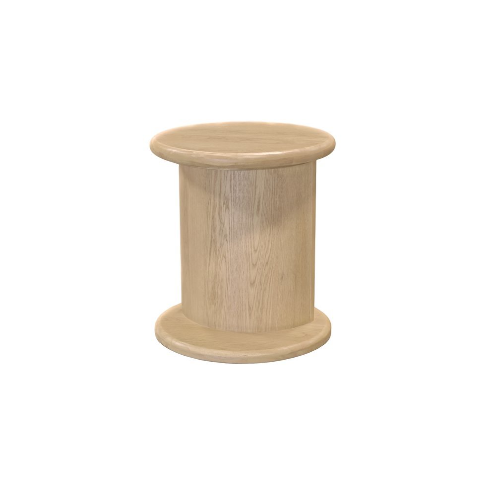 Light Oak End Table with Bottom Shelf Modern Design Single Piece