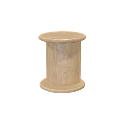 Light Oak End Table with Bottom Shelf Modern Design Single Piece