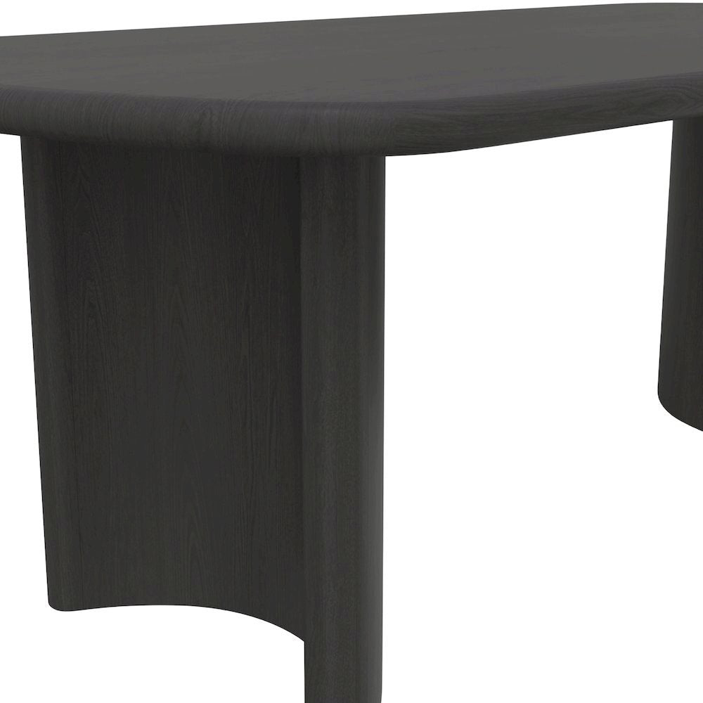 Dining Table Black Modern Design Durable Construction Solid Wood Surface