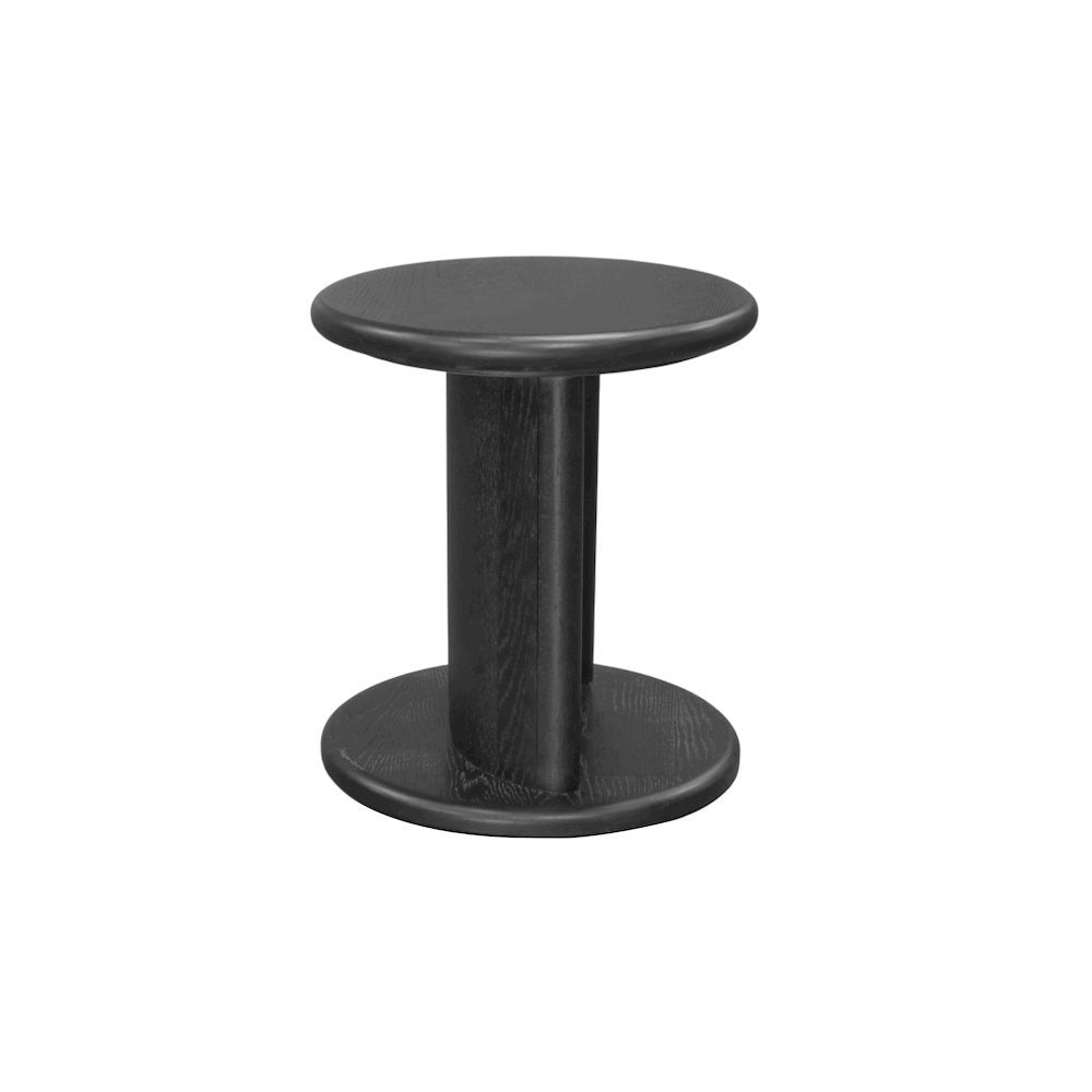 Black Modern End Table with Bottom Shelf and Curved Middle Area