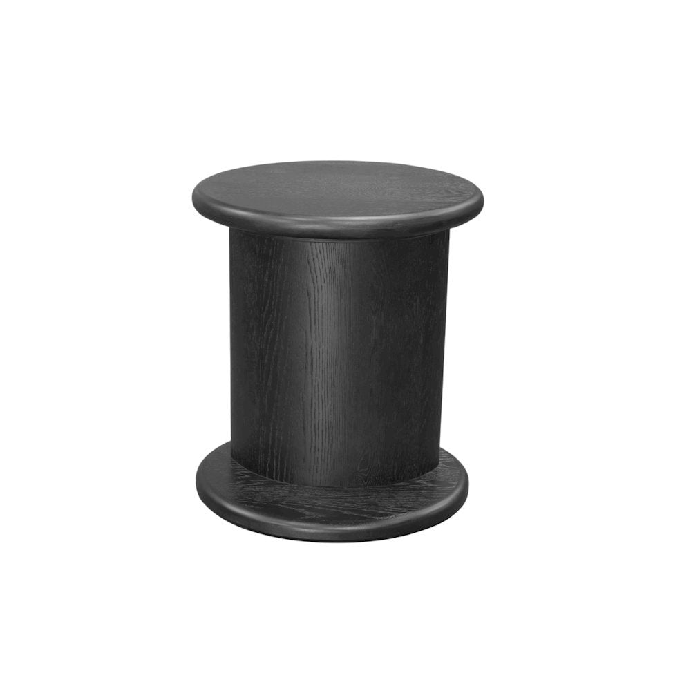 Black Modern End Table with Bottom Shelf and Curved Middle Area