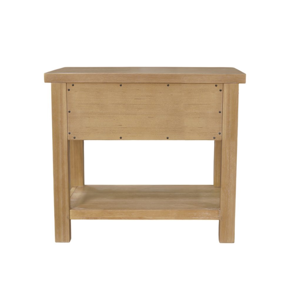 White One Drawer Nightstand with Rubberwood Solids and Oak Veneer