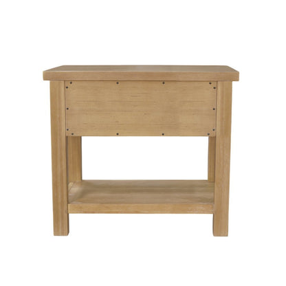 White One Drawer Nightstand with Rubberwood Solids and Oak Veneer