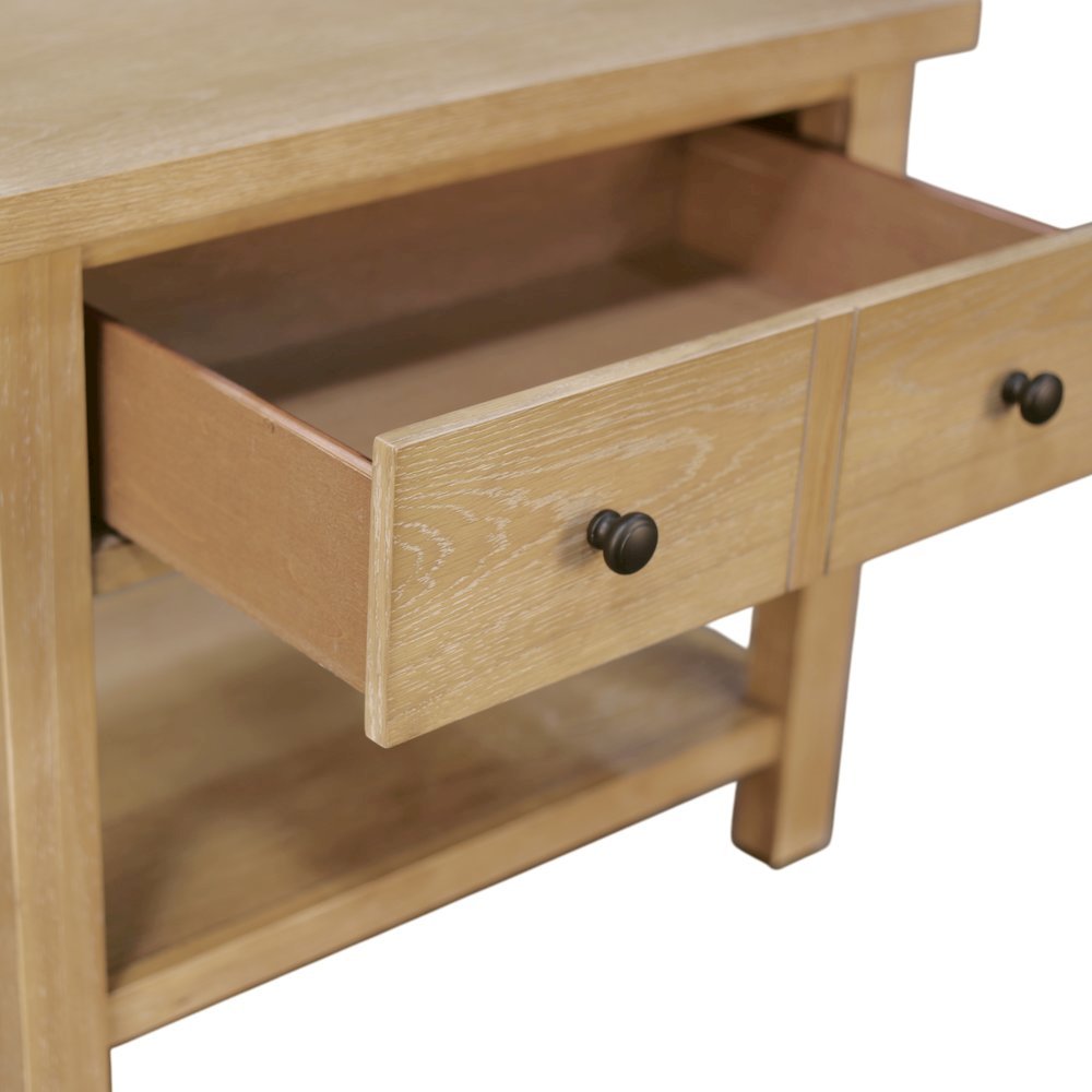 White One Drawer Nightstand with Rubberwood Solids and Oak Veneer