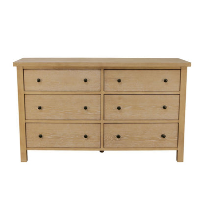 Six Drawer Dresser in Neutral Finish with Modern Farmhouse Style