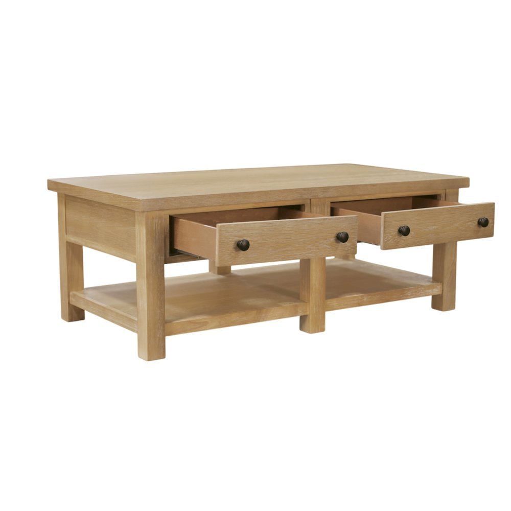 Modern Farmhouse Coffee Table with Sturdy Construction and Single Piece Design