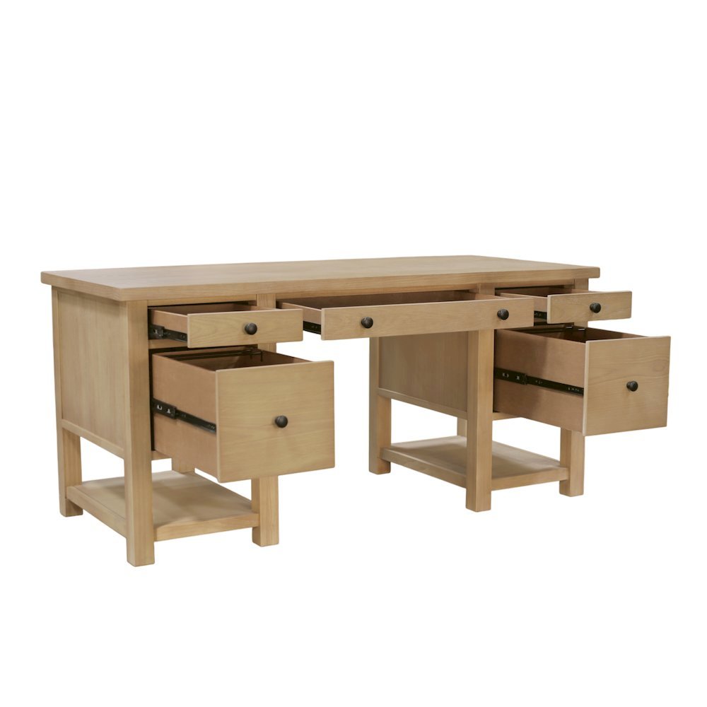Light Wood Office Desk with Modern Farmhouse Style and Spacious Work Surface