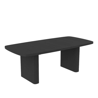 Rectangular Black Dining Table with Adjustable Height and Modern Design