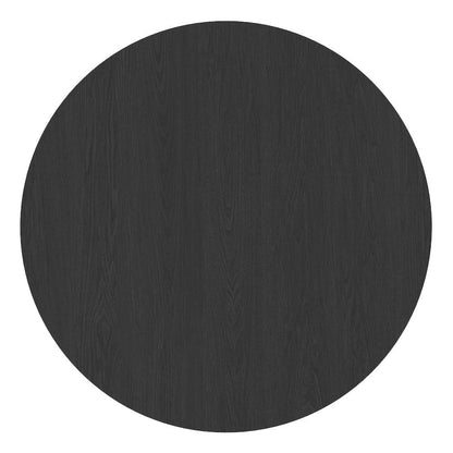 Round Dining Table Black Modern Design Single Piece with Thick Top