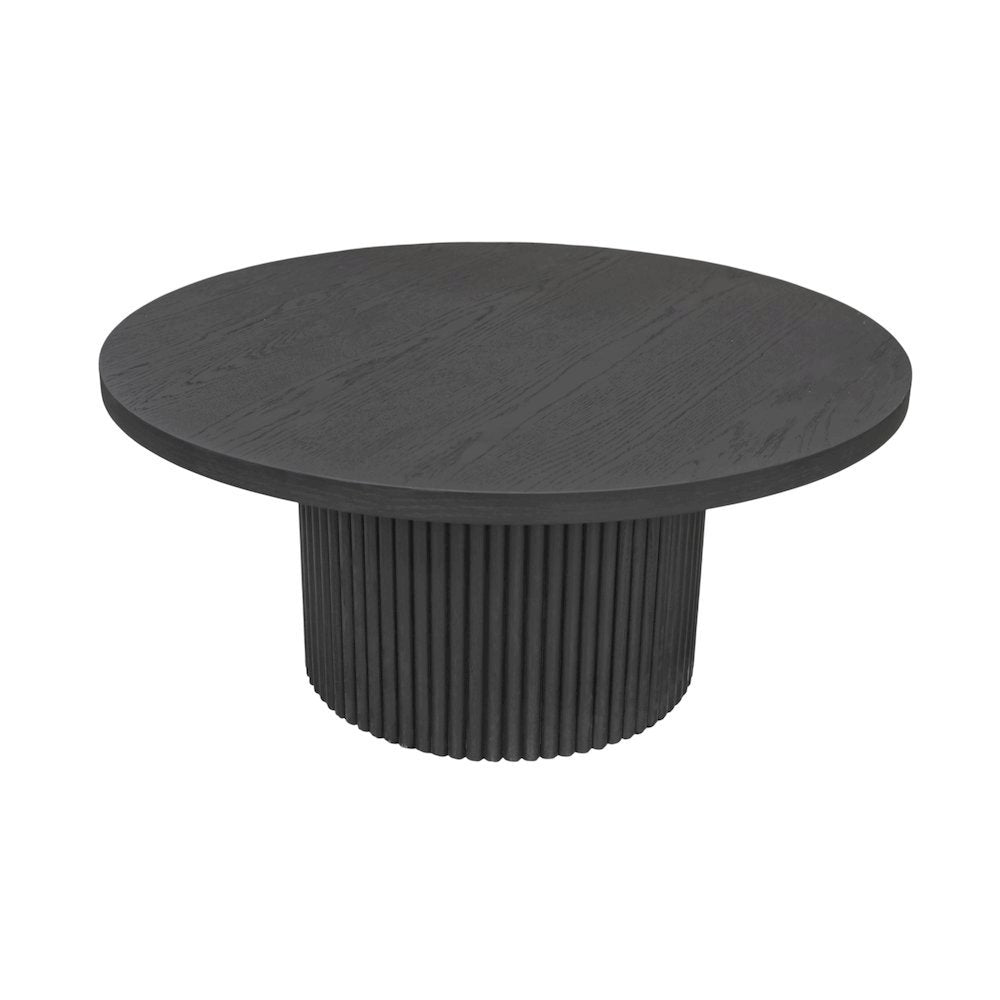 Black Round Cocktail Table with Modern Design and Sturdy Base Finish