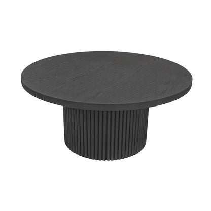 Black Round Cocktail Table with Modern Design and Sturdy Base Finish