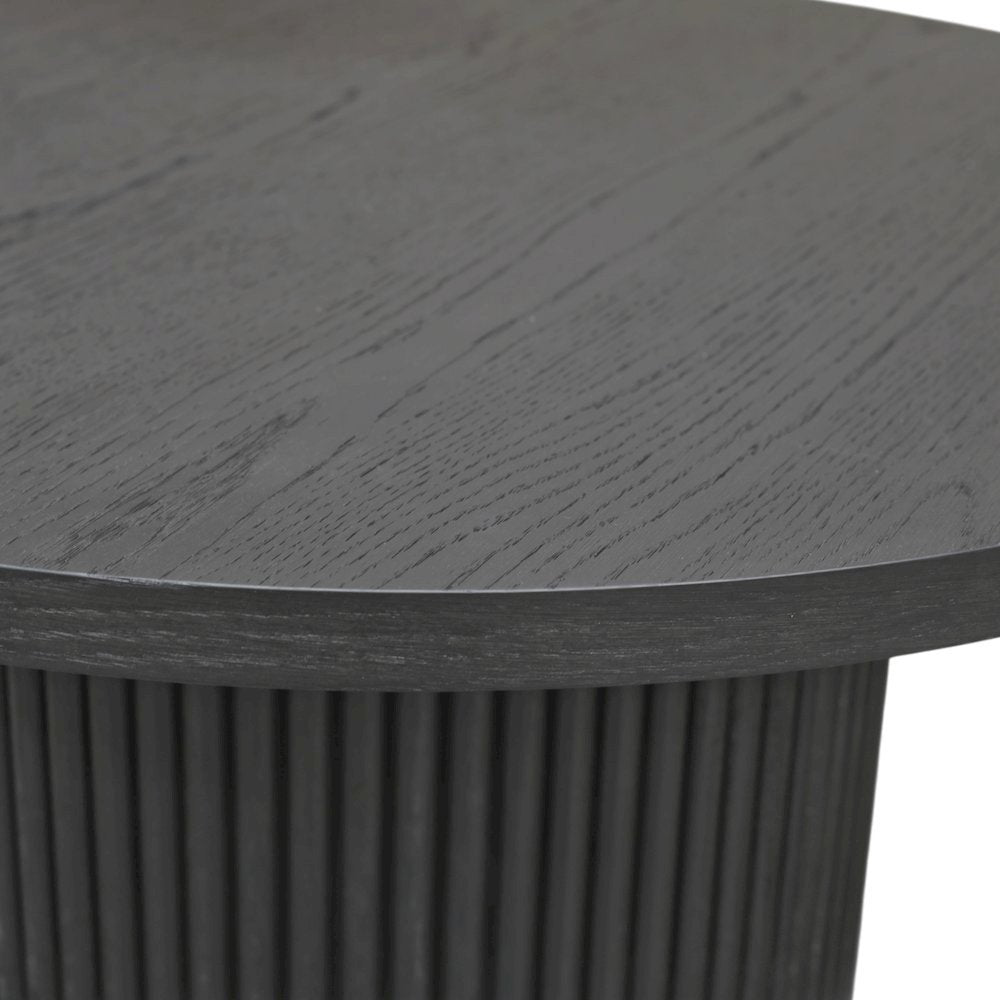 Black Round Cocktail Table with Modern Design and Sturdy Base Finish