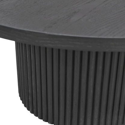 Black Round Cocktail Table with Modern Design and Sturdy Base Finish