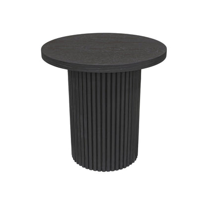 Black Round End Table with Modern Design and Thick Tabletop
