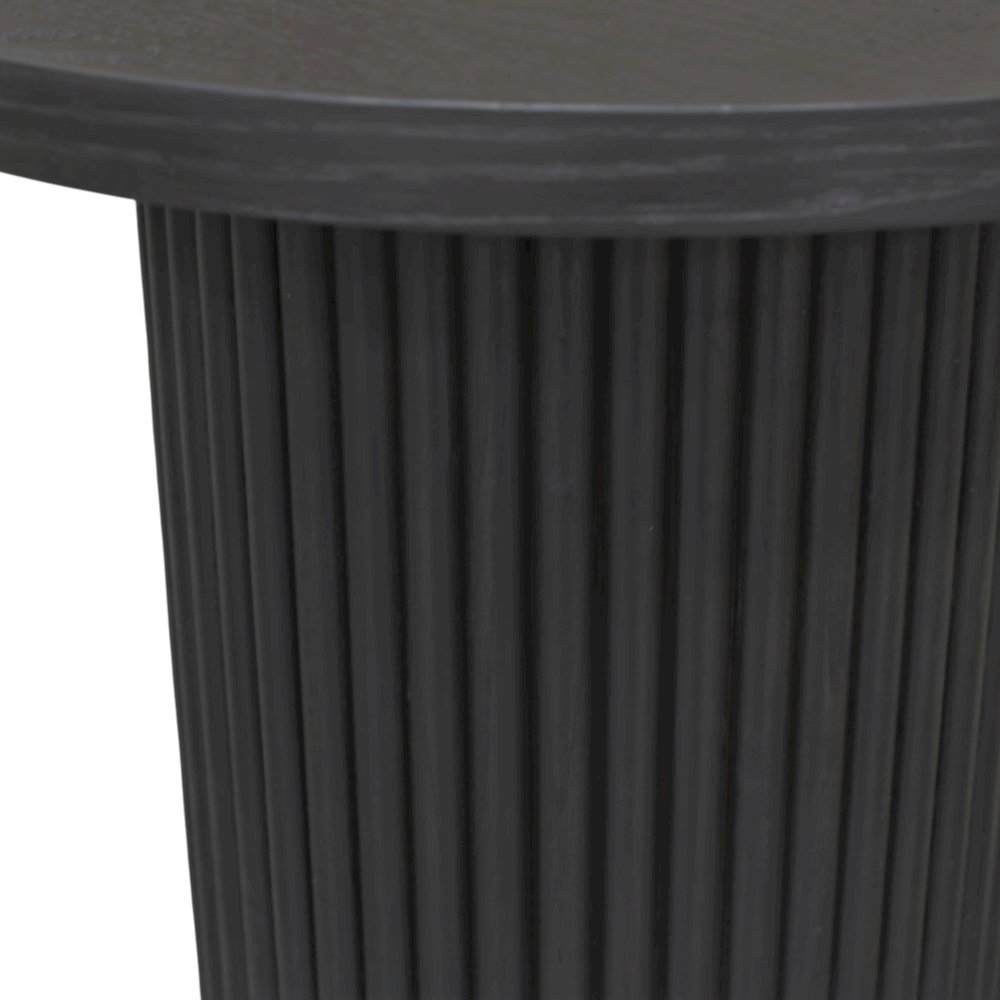 Black Round End Table with Modern Design and Thick Tabletop