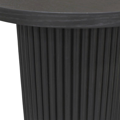 Black Round End Table with Modern Design and Thick Tabletop