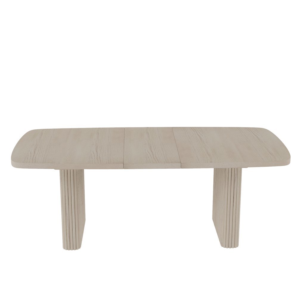 White Wash Rectangular Dining Table with Adjustable Height and Modern Design