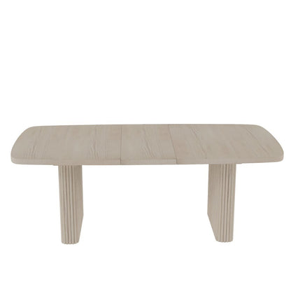 White Wash Rectangular Dining Table with Adjustable Height and Modern Design
