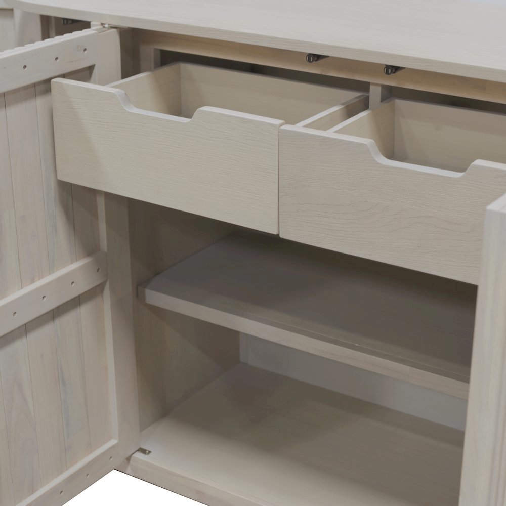White Wash Sideboard with Drawers Modern Design Single Piece Storage
