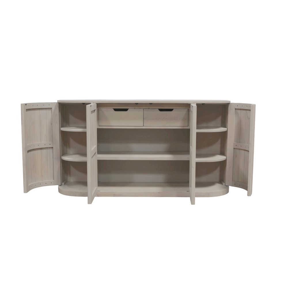 White Wash Sideboard with Drawers Modern Design Single Piece Storage
