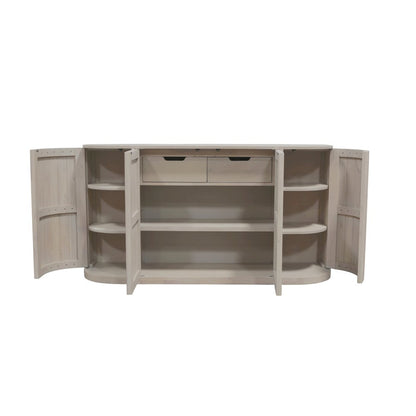 White Wash Sideboard with Drawers Modern Design Single Piece Storage