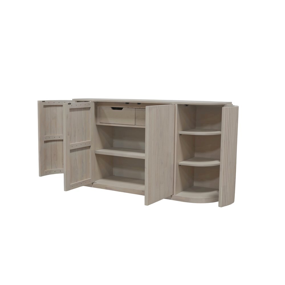White Wash Sideboard with Drawers Modern Design Single Piece Storage