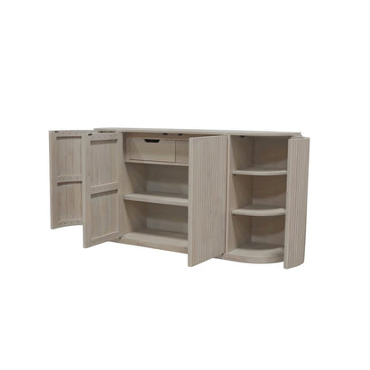White Wash Sideboard with Drawers Modern Design Single Piece Storage