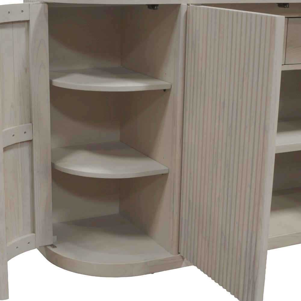 White Wash Sideboard with Drawers Modern Design Single Piece Storage