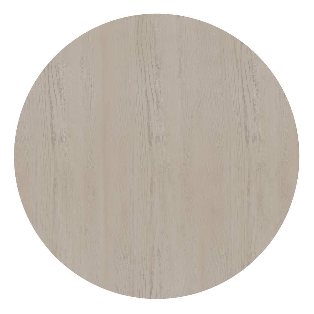 Round Dining Table White Wash Modern Design with Thick Tabletop Solid Legs