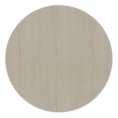 Round Dining Table White Wash Modern Design with Thick Tabletop Solid Legs