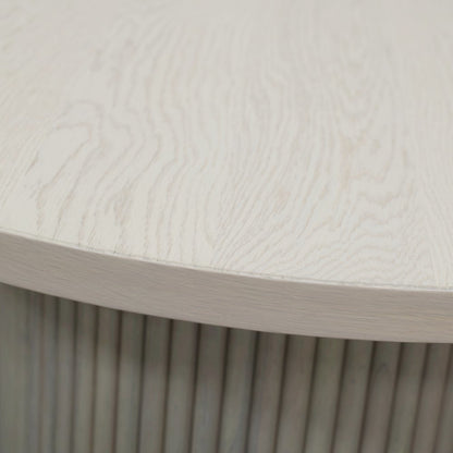 White Wash Round Cocktail Table with Modern Design and Sturdy Base