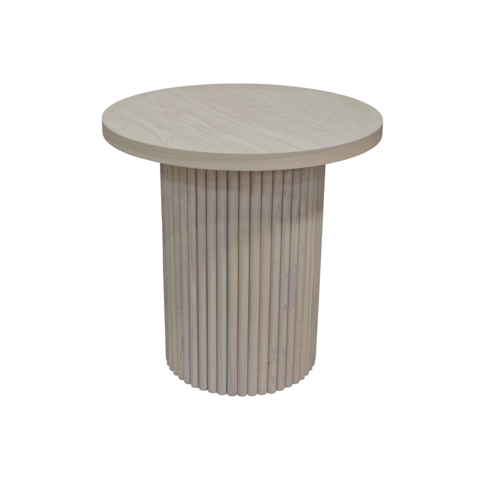 White Wash Round End Table with Modern Design and Sturdy Construction